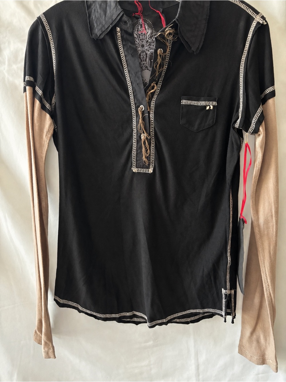 NWT Miss Me Distressed Embellished Rhinestone Long Sleeve M